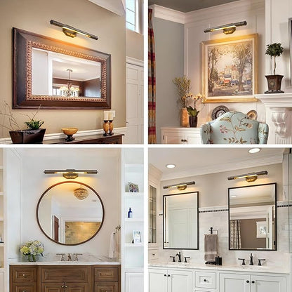 Bronze Vintage Picture Light Hardwired - 24.4 In Art Deco Lights Over Mirror Portrait Pictures Frame - Wall Sconce Lighting Fixture for Museum Bathroom Vanity Gallery Artwork Library Cuadros Painting