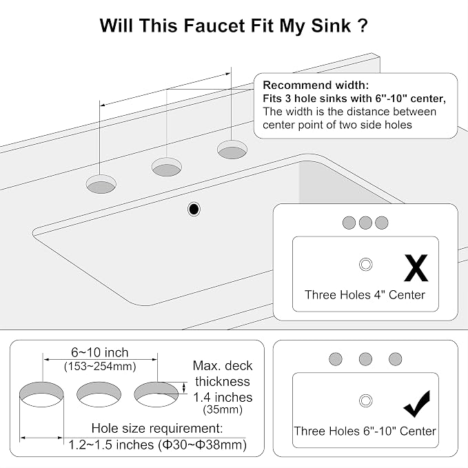 Gold Finish Bathroom Faucet 8 Inch Widespread Polished Brass,Two-Handle Sink Faucet 3 Hole with Brass Pop up Drain Assembly, F-8303-PB