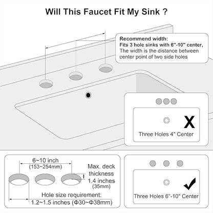 8 Inch Widespread Bathroom Faucet Polished Nickel, Bathroom Sink Faucet with Pop up Drain,Two Handle High Arc Lavatory Bathroom Faucet, F-8805-PN