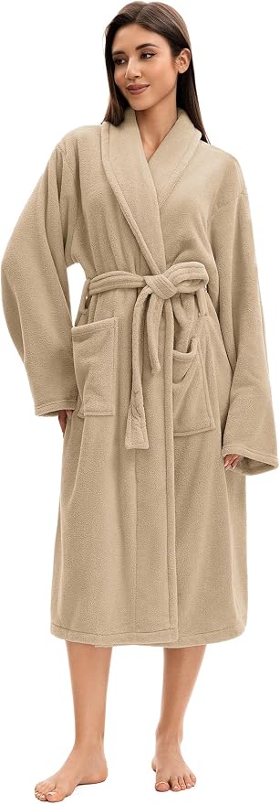 Soft Robe For Women，Warm Plush Bath Robes Female，Spa Towel After Shower Lightweight Long Bathrobe