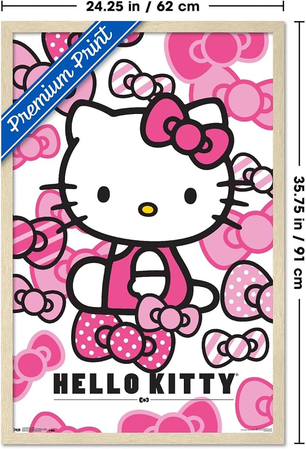 Hello Kitty: 16 Core - Bows Wall Poster, 34L" x 22.4W", Blonde Framed Version