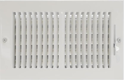 EZ-FLO 10 x 6 Inch White Air Vent Cover Bundle with 8 x 6 Inch White Air Vent Cover, Solid Steel Two-Way Ventilation Registers for Wall or Ceiling