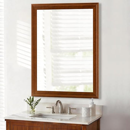 Tanmicoshomy Wood Bathroom Mirror 20x30 Inch, Wooden Framed Wall Mirrors with Tempered Glass for Bathroom Living Room Bedroom or Hallway