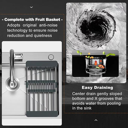 32 x 18 Inch Drop in Kitchen Sink, Nano-Coated Topmount Single Bowl Stainless Steel Sink with Drain Kit Baskets