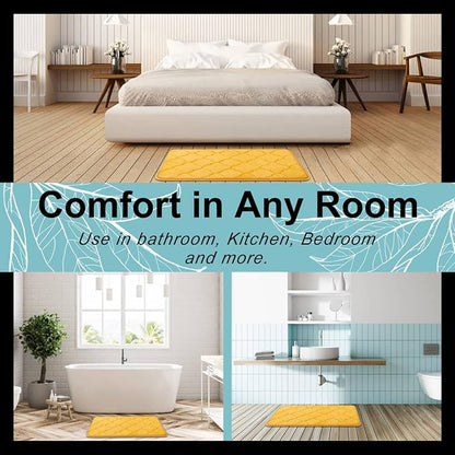 OLANLY Memory Foam Bath Mat Rug 47x20, Ultra Soft and Absorbent Bathroom Rugs, Non-Slip, Comfortable, Machine Washable Bath Carpet for Bathroom Floor, Tub, Shower and Home Decor Accessories, Yellow