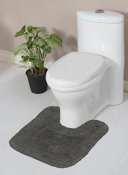 Home Weavers Radiant Collection 100% Cotton Bathroom Rugs Set, Washable Rug, Soft Cotton Extra Soft and Absorbent Bath Rug, Kitchen Mat, Bath Mat Set, Bath Floor Mat Non Slip, 20"x20" Contour, Gray
