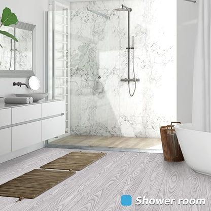 Art3d 60 Sq.ft Peel and Stick Floor Tiles, 40Pcs Luxury Vinyl Plank Flooring Wood Look, Adhesive and Waterproof Tile Sticker for Bedroom, Living Room, Kitchen, Light Gray