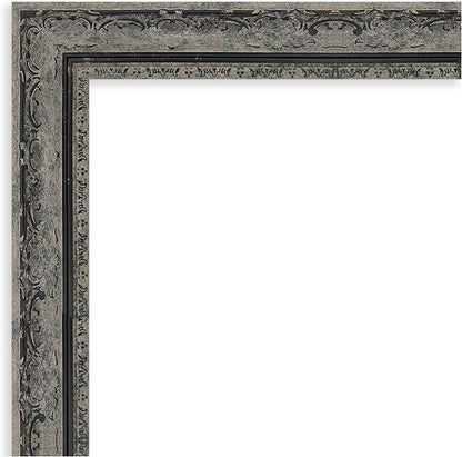 Amanti Art Black Bathroom Mirror for Over Sink, 26x32 Filigree Matte Black Rectangle Vanity Mirror, Large Traditional Frame, Hangs Horizonally and Vertically, Bathroom Wall Decor, Beveled Edge
