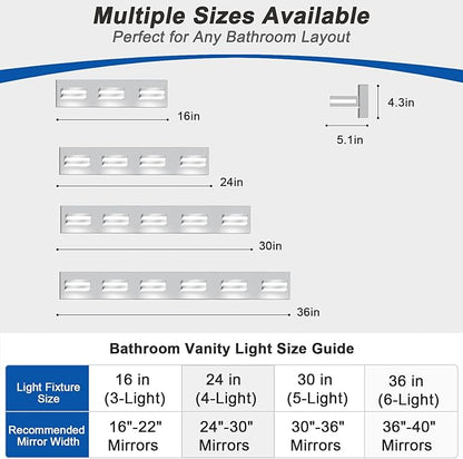 IZORRO LED Modern Bathroom Lights Fixtures(5-Light,Dimmable),Chrome Acrylic Wall Lighting,Vanity Lights for Bathroom Over Mirror - 6000k 30In （No Assembly Required）