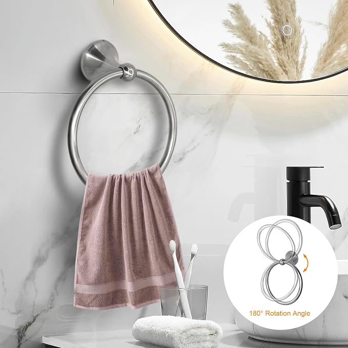 8 Pieces Bathroom Hardware Set Brushed Nickel Adjustable Expandable Towel Bars Towel Ring Wall Mount Toilet Paper Holder Towel Hooks Towel Racks Hand Towel Holder Bathroom Accessory Set