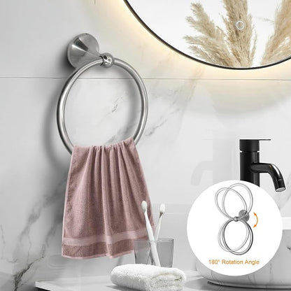 8 Pieces Bathroom Hardware Set Brushed Nickel Adjustable Expandable Towel Bars Towel Ring Wall Mount Toilet Paper Holder Towel Hooks Towel Racks Hand Towel Holder Bathroom Accessory Set