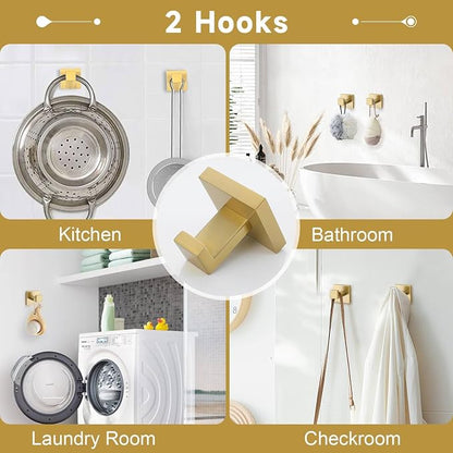 Brushed Gold 5 Pieces Bathroom Hardware Accessories Set Towel Bar Set Towel Holder Racks Set for Bathroom,SUS304 Stainless Steel,Wall Mounted 23.6-Inch