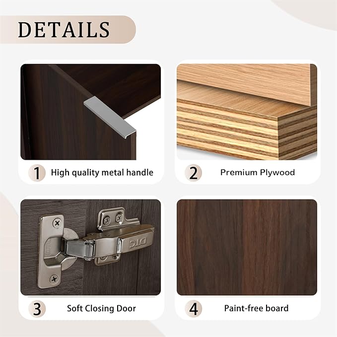 24in Wall Mount Bathroom Vanity w/Sink Combo for Small Space, Resin Countertop Double Door Modern Walnut Bathroom Vanity Cabinet
