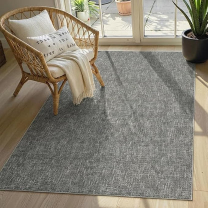 Garvee Washable Area Rugs 5x7 Modern Textured Rug for Living Room, Grey | Neutral Solid Color Non Slip Backing Low Pile Stain Resistant Non Shedding Soft Rug for Dining Room Entryway Bedroom