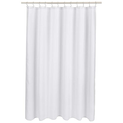 Amazon Basics Linen Style Bathroom Shower Curtain, 100% Polyester, 72" x 72", Bright White (Pack of 8)