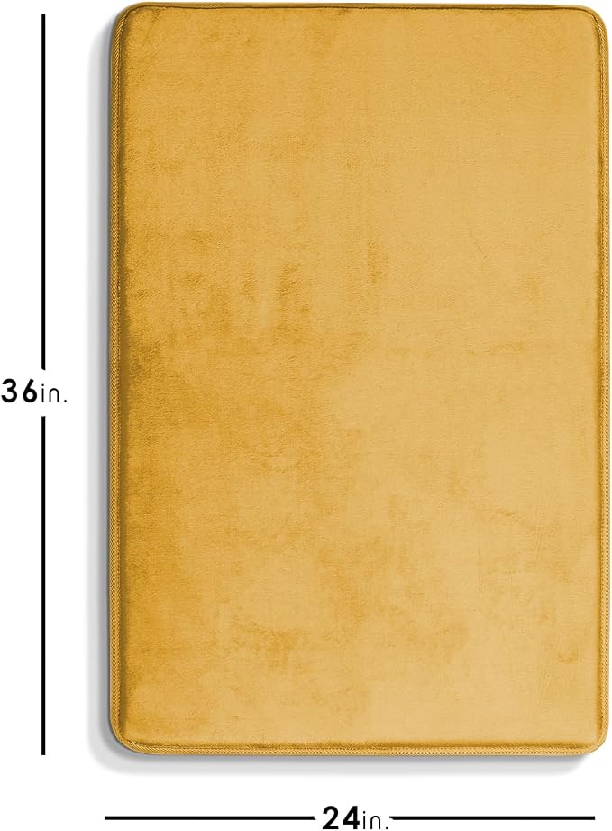 Clara Clark Bathroom Rugs, Velvet Memory Foam Bath Mat, Non-Slip Bath Rugs, Machine Wash, Dries Quickly, Ultra Soft Plush Bath Mats for Bathroom, 24 x 36, Camel Gold
