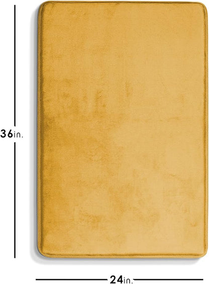 Clara Clark Bathroom Rugs, Velvet Memory Foam Bath Mat, Non-Slip Bath Rugs, Machine Wash, Dries Quickly, Ultra Soft Plush Bath Mats for Bathroom, 24 x 36, Camel Gold