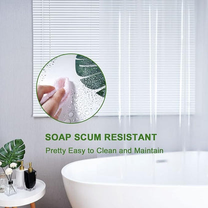 AooHome Eva Clear 48x72 Inches Shower Curtain Liner, See Through Clear 8G Bathroom Shower Curtain, Narrow Shower Liner, Heavy Duty, Water Repellent, Rust Proof Grommets