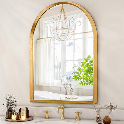 Arched Wall Mirror, Arch Bathroom Mirror, for Vanity Living Room Bedroom Mantel Entryway Hallways Home Decor Aluminum Alloy Frame Large 28"x20"