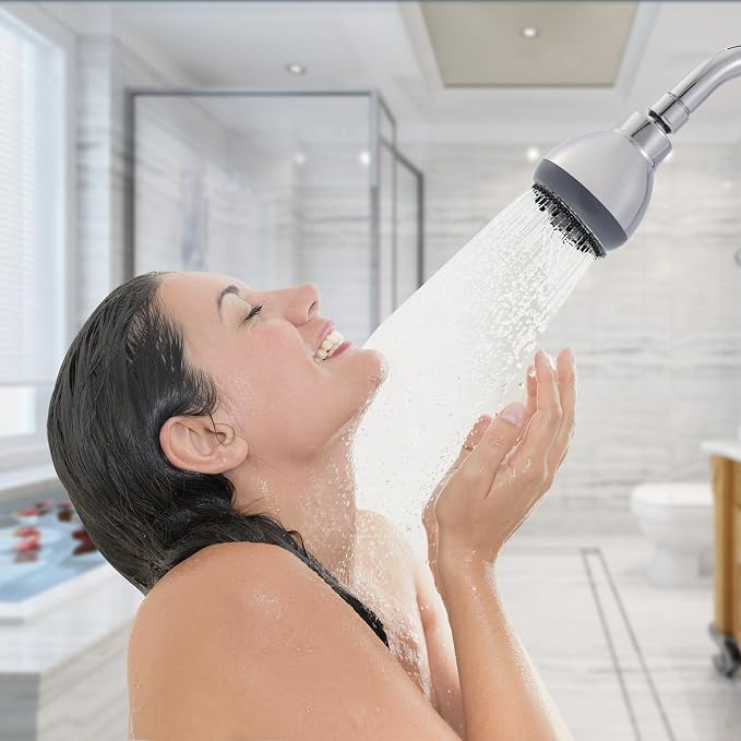3" High Pressure Shower Head, Powerful Pressure Boosting Rain Showerhead, with Adjustable Swivel Brass Ball Joint for Relaxing and Comfortable Shower Experience (Chrome)