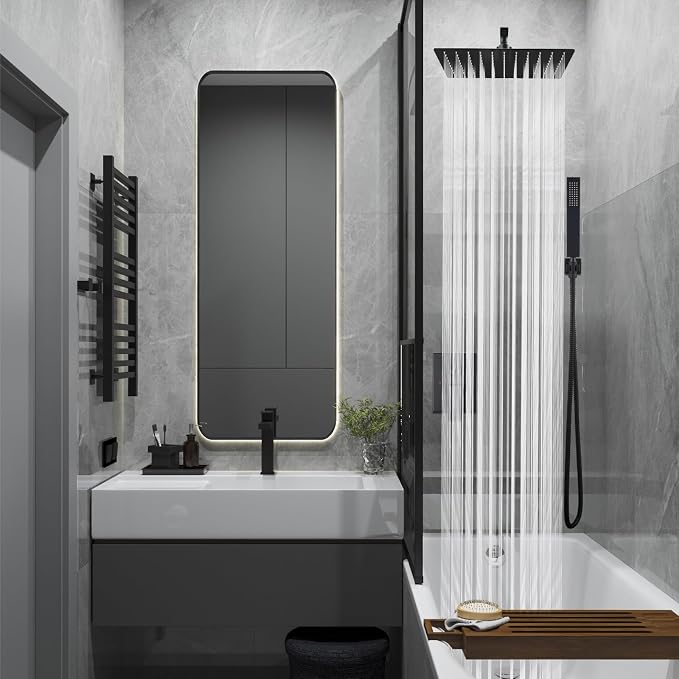 Midanya Shower Faucet Set with Handheld Sprayer,16 Inch,Matte Black | Rough-in Shower Valve and Trim Kit Included,Square Rain Head,Wall Mount Shower System,All Metal,Bathroom