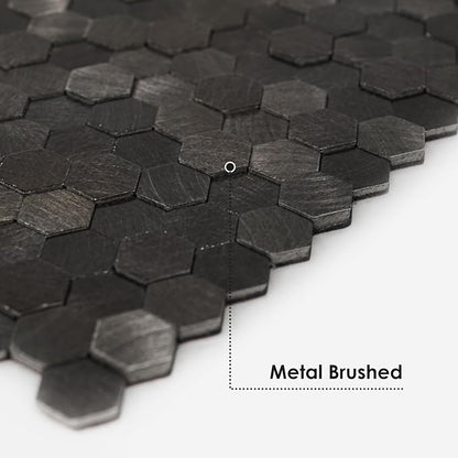 STICKGOO Peel and Stick Backsplash Tiles, Stick on Mosaic Self Adhesive Tiles, 3D Hexagon Backsplash for Kitchen Bathroom Fireplace Vanity (8PCS, Gunmetal Gray)