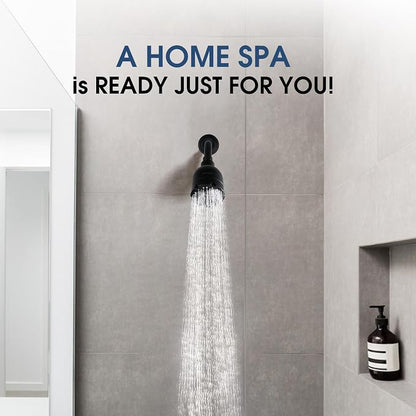 High Pressure Boosting Shower Head, ALOHOME 6 Powerful Spray Settings - Perfect for Low Water Pressure Homes, 3.6" Luxury Modern Shower Head with 360° Adjustable Brass Ball Joint - Matte Black
