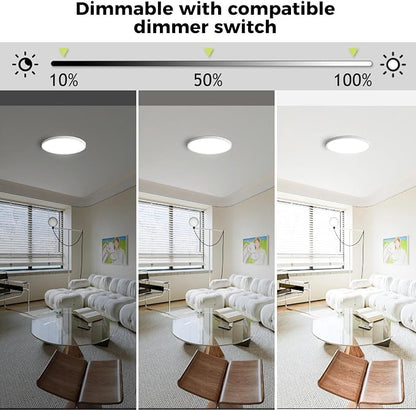 hepside 6Pack 12Inch LED Flush Mount Ceiling Light, Super Slim 24W LED Ceiling Light, Dimmable&3000K/3500K/4000K/5000K/6500K Adjustable Flat Ceiling Light Fixture for Bedroom,Living Room,Kitchen-White