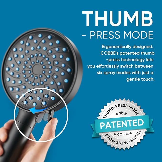 Cobbe Filtered Shower Head with Handheld, Water Softener for Hard Water | Upgraded High Pressure 7 Spray Mode Shower Head with Filters - Remove Chlorine - Reduces Dry Itchy Skin, Matte Black