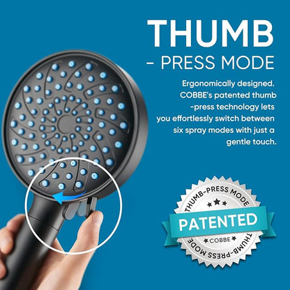 Cobbe Filtered Shower Head with Handheld, Water Softener for Hard Water | Upgraded High Pressure 7 Spray Mode Shower Head with Filters - Remove Chlorine - Reduces Dry Itchy Skin, Matte Black