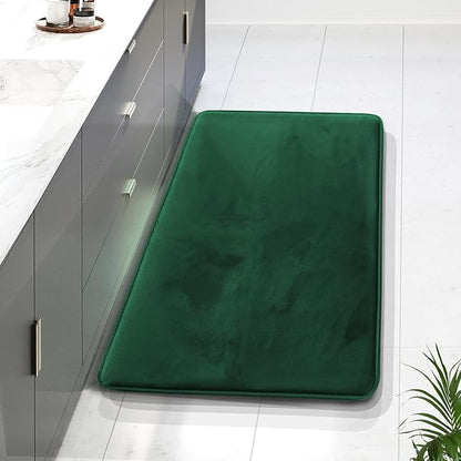 Clara Clark Bathroom Rugs, Velvet Memory Foam Bath Mat, Non-Slip Bath Rugs, Machine Wash, Dries Quickly, Ultra Soft Plush Bath Mats for Bathroom, 24 x 36, Hunter Green