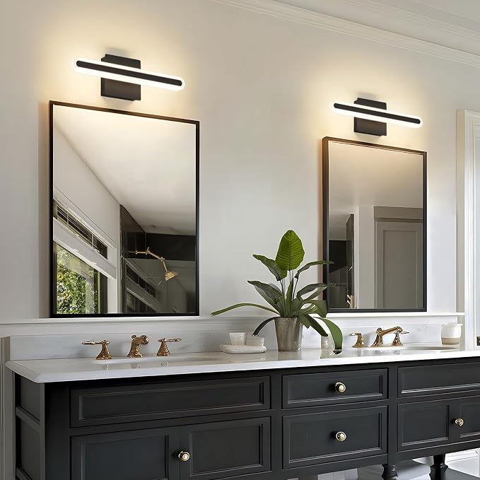 Modern LED Bathroom Vanity Light Fixtures, 5CCT Dimmable Bathroom Light Bar | Hardwired Vanity Light, 15.7-Inch 16W Black Makeup Mirror Lights