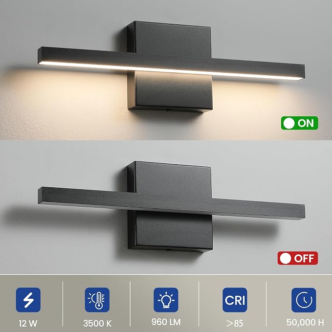 Epinl Bathroom Vanity Light Fixture 16 inch 5CCT Modern Bathroom Light Fixture Over Mirror 12W LED Light Bar Dimmable Wall Sconce Lighting Fixture for Bathroom Bedroom