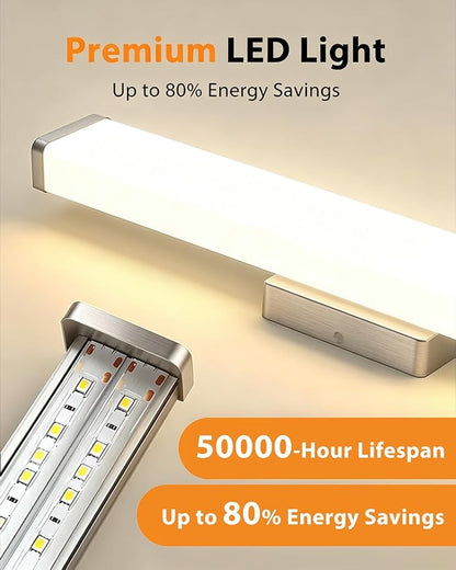 16" LED Bathroom Vanity Light, 10W 5CCT Dimmable, Brushed Nickel | Wall Bar Light, Rust & Moisture Resistant, Dimmable 2700K-5000K, Energy-saving, moisture-proof, Dresser Bathroom over Mirror