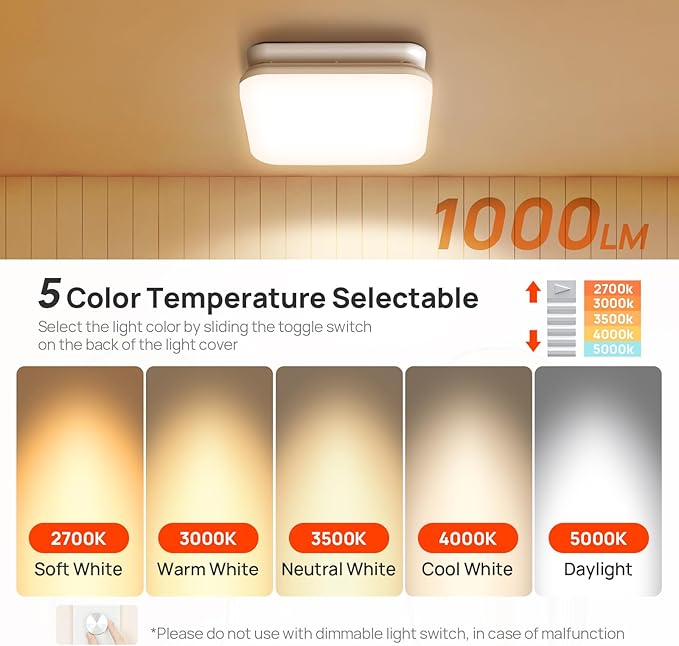 Consciot 50 CFM Bathroom Exhaust Fan with Light, Super Quiet 1.0 Sone, Suitable for mounting Hole 7.68 x 7.36 inches, 1000lm LED Light 5CCT Selectable & Nightlight, Bathroom Vent Fan for Ceiling