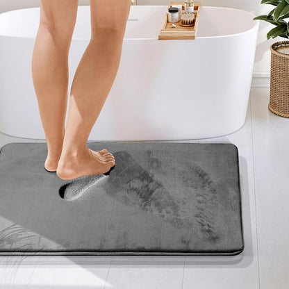 Clara Clark Bathroom Rugs, Velvet Memory Foam Bath Mat, Non-Slip Bath Rugs, Machine Wash, Dries Quickly, Ultra Soft Plush Bath Mats for Bathroom, 24 x 36, Dark Grey