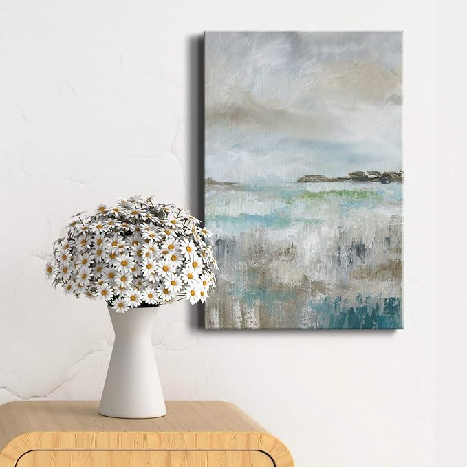 Renditions Gallery Canvas Nature Wall Art Paintings for Wall Decorations Rustic Cloudy Ocean Modern Abstract Wall Hanging Canvas Artwork Prints for Bedroom Living Room Office - 24"x36" LT02