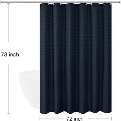 Long 230GSM Navy Blue Shower Curtain, 72 x 78 | 230GSM Tall Fabric Shower Curtain for Bathroom, Water Repellent, Machine Washable