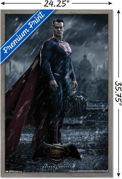 Trends International DC Comics Movie - Batman v Superman - Superman Wall Poster, 22.375" x 34", Barnwood Framed Version