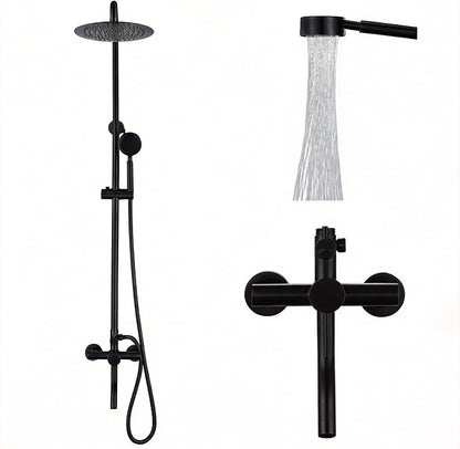 Shower Faucet - Shower Faucets Sets Complete, Shower System - Outdoor Shower Kit/Outdoor Shower Enclosure/Outdoor Shower Fixtures W/ SS304 Shower Head with Handheld High Pressure, Black