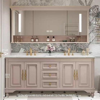 American Minimalist Bathroom Vanity with Sink Mirror 36-92IN, Premium Solid Wood Vanity with LED Lighting& Defogging