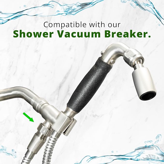 High Sierra® Solid Lead-Free Metal Handheld Shower Head, Built-in Trickle Valve, Patented single Nozzle Never Clogs. Shower Hose and Holder Not Included. Low Flow 1.8 GPM. Chrome