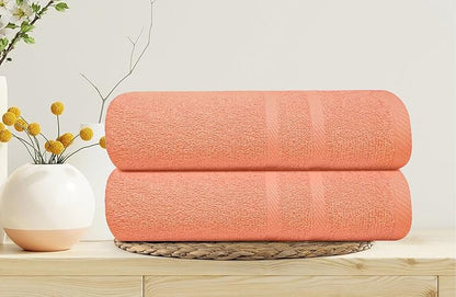 Looperry 6 Pack Small Bath Towel Set - 100% Cotton 23x46 Shower Towels in 450 GSM. Lightweight & Absorbent Quick Dry Gym Towel for Showering, Pet Drying, Spas & Salons. Terry Ringspun Towels (Peach)