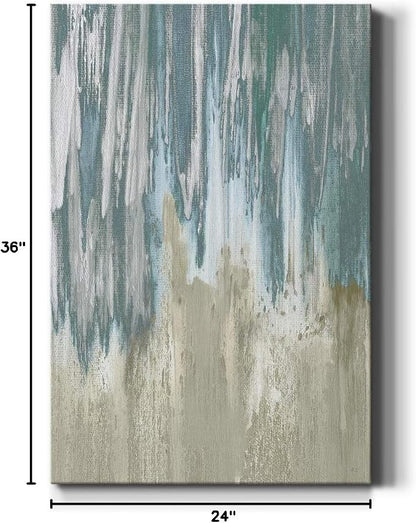 Renditions Gallery Canvas Wall Art Modern Paintings & Prints Decorations Blue Grey Waterfall Canvas Abstract Wall Hanging Artwork Prints for Bedroom Living Room Office - 24"x36" LT02