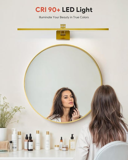 VONLUCE 36" LED Bathroom Vanity Light, 3CCT Modern LED Vanity Lights with 360° Rotatable Head Swing Arm, 15.4W Bathroom Light Fixture Over Mirror, LED Lights for Bathroom Bedroom, Brushed Gold | 3CCT, Flicker-free, 360° Rotatable Head & Swing Arm, IP44...