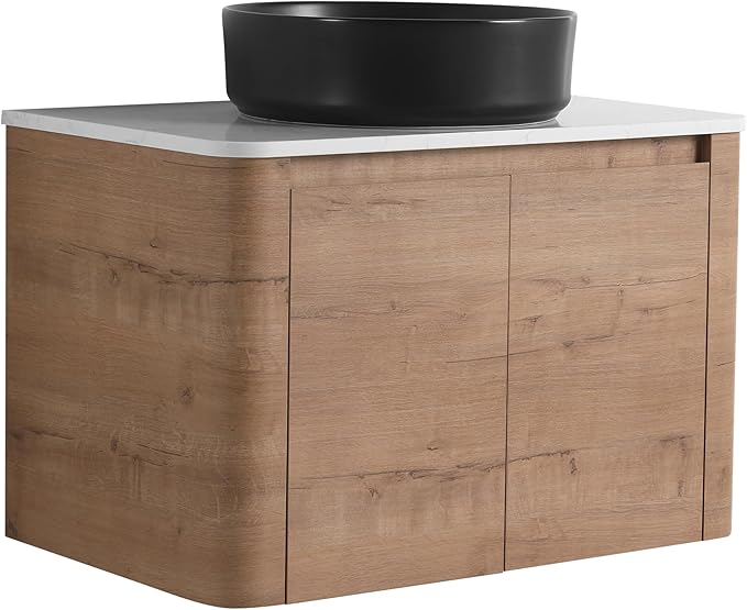 Malwee 30" Floating Bathroom Vanity with Sink, 30 Inch Wall Mounted Bathroom Cabinet Combo, Modern Single Sink Bath Storage Vanity Set, with 2 Soft Close Doors and Ceramic Vessel Basin Top(30-CC