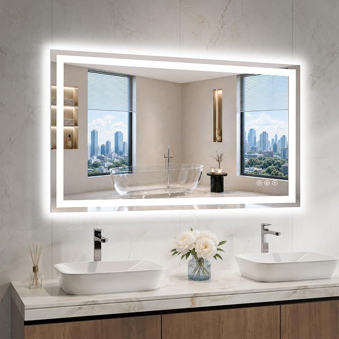 24"x48" LED Bathroom Mirror with Lights, Anti-Fog, Backlit+Frontlit | CRI 95, Stepless Dimmable, 3 Colors Lighting, Shatterproof Tempered Glass, HD Reflection, Memory, (Horizontal/Vertical)