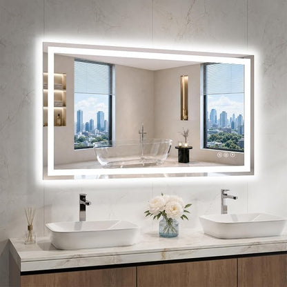 24"x48" LED Bathroom Mirror with Lights, Anti-Fog, Backlit+Frontlit | CRI 95, Stepless Dimmable, 3 Colors Lighting, Shatterproof Tempered Glass, HD Reflection, Memory, (Horizontal/Vertical)
