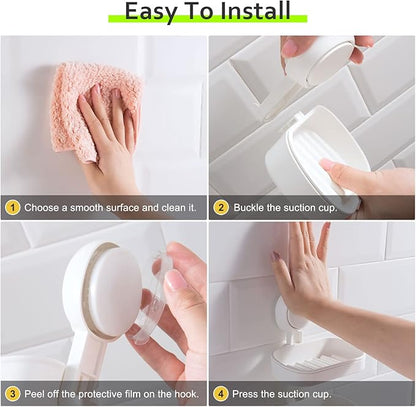 Uten Bathroom Suction Cup Shower Shelf 3-in-1 Wall Mounted Shower Basket Toothbrush Holder No Drill Hanging Rack Removable Shower Caddy Toilet Storage Rack Organizer