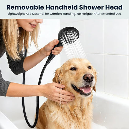 gotonovo Shower Faucet Set with Valve Kit 6 Mode Handheld Matte Black | Bathroom Shower Head and Handle Set,6 Modes ABS Handheld Spray,Pressure Balance Valve and Trim Kit Complete,Single-Handle